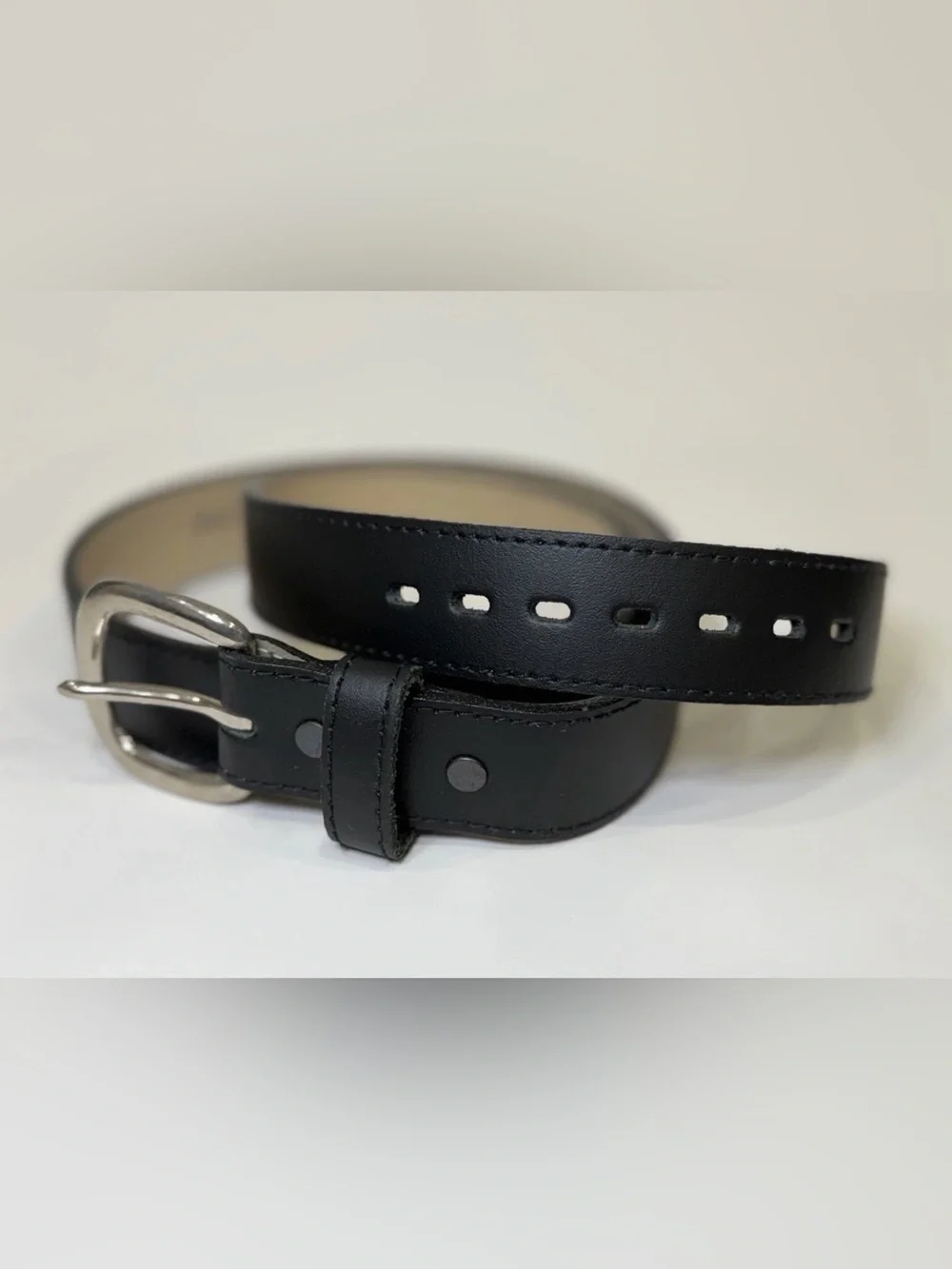 Men's Black Dress Belt Size 36 Silver Buckle Adjustable Classic Style